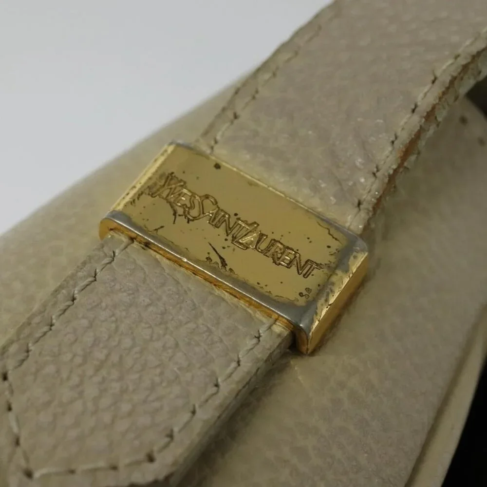 Authentic SAINT LAURENT Shoulder Bag Leather Beige Gold - Picture 2 of 16
